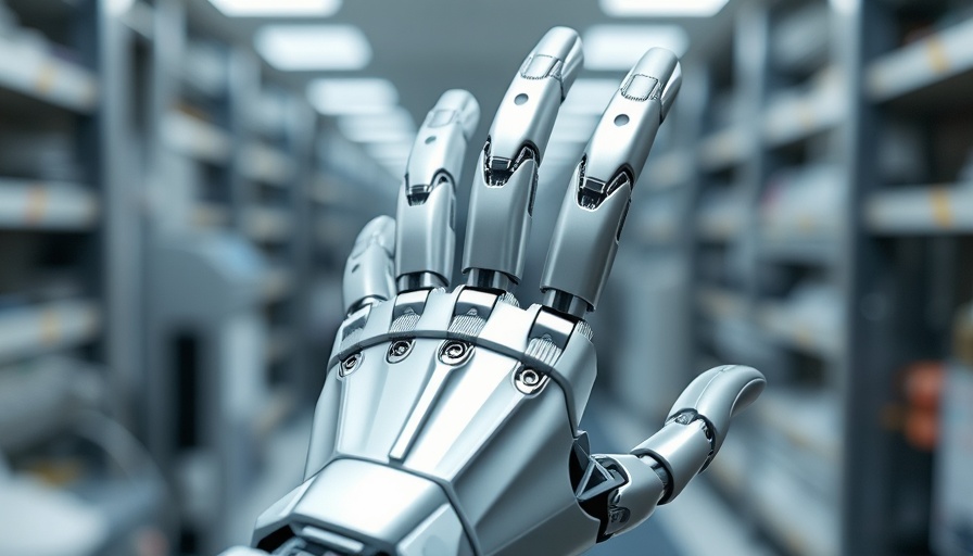 Sleek robotic hand in modern lab, AI outsmart humanity concept.