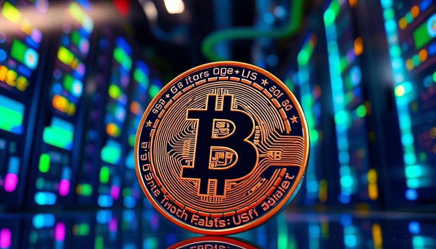 Digital cryptocurrency coin in vibrant server room highlighting colocation benefits.