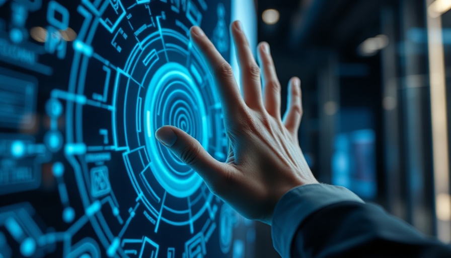 Innovative interface with futuristic hand and Sales Assistant Software.