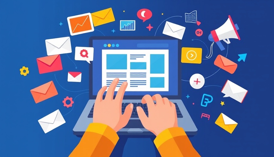 Illustration of website performance impacts business with icons and laptop.