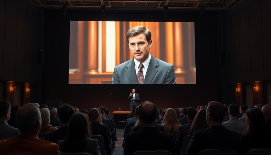 Man projected on screen in front of audience discussing DOGE website cybersecurity flaws.