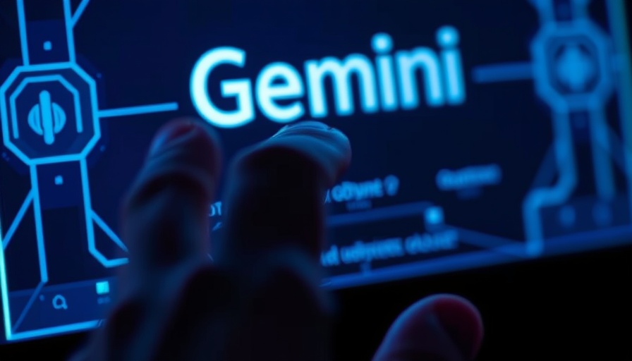 Digital screen with 'Gemini' text, representing hackers using Google Gemini.