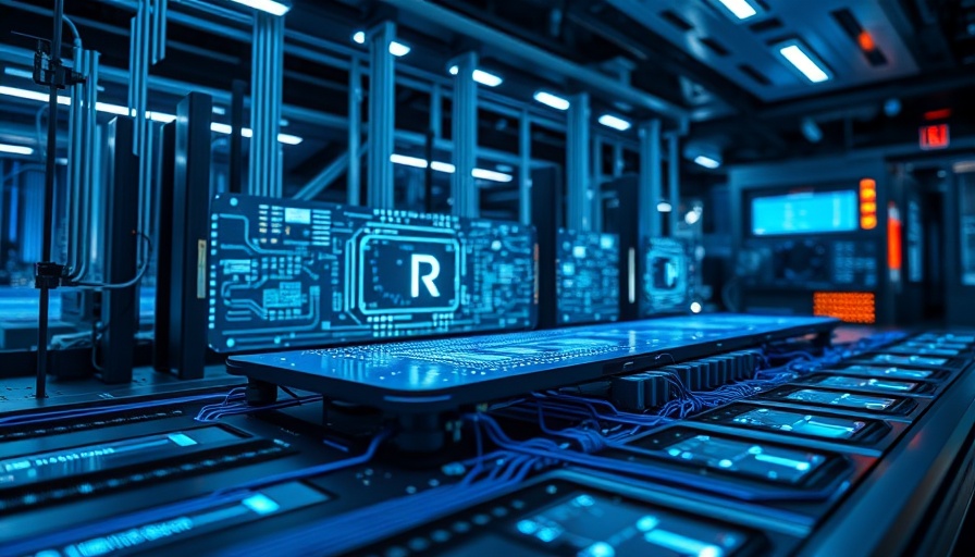 Futuristic quantum computer in a high-tech lab.