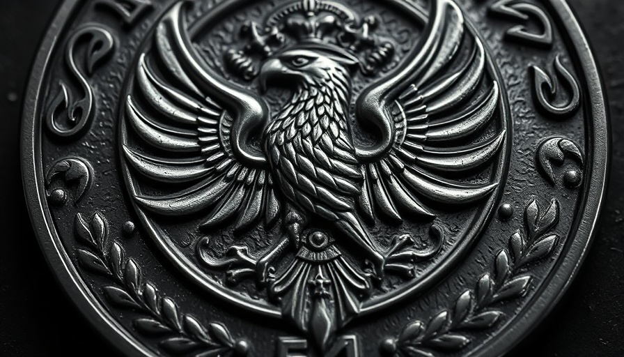 Detailed embossed crest with eagle, symbol of security, Privacy Cybersecurity.
