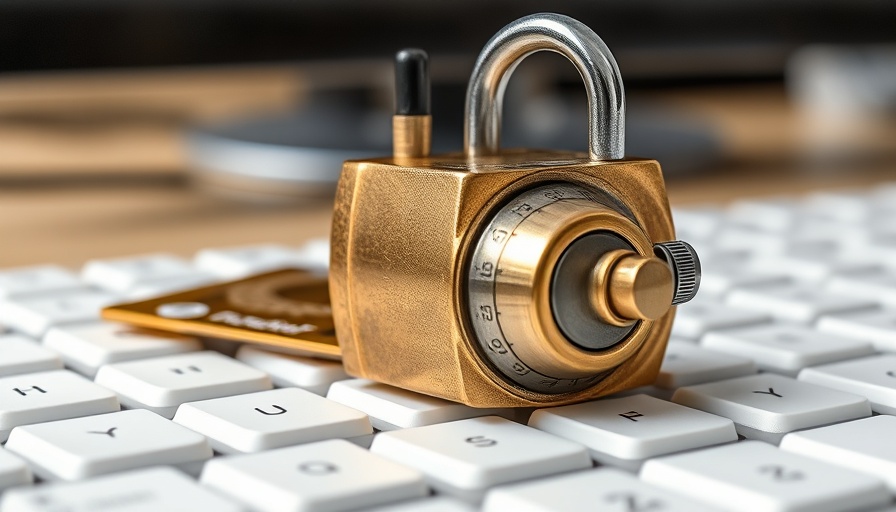 Combination lock on keyboard with credit cards, symbolizing data security challenges.