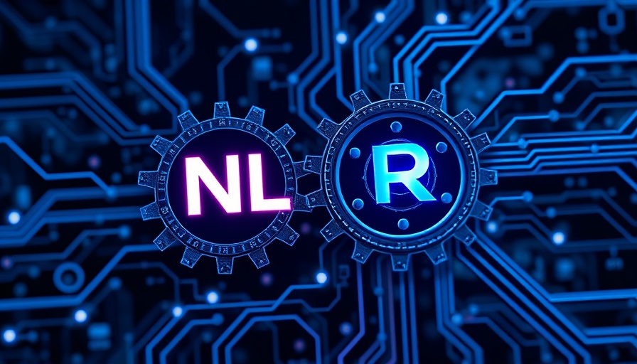 Abstract AI and NLP integration illustration, technology background.
