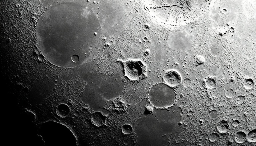 Craters on the moon illuminated by sunlight in space.