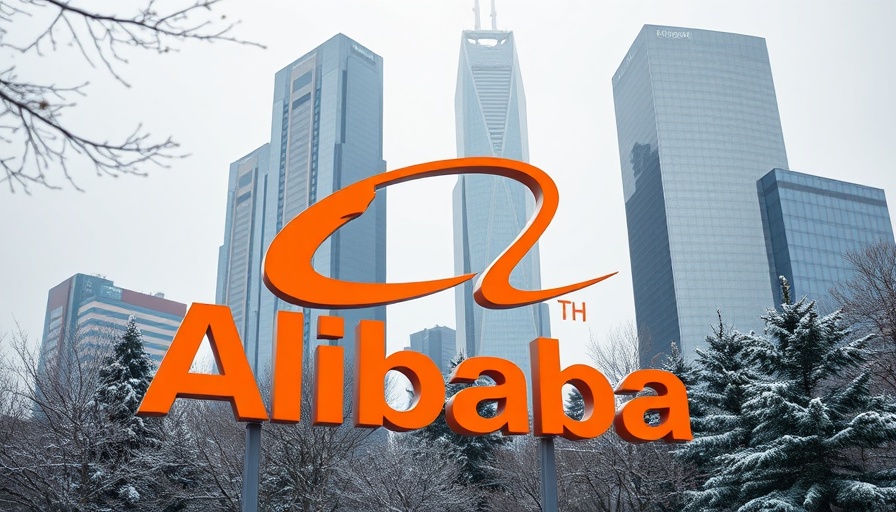 China tech sector support with Alibaba logo in urban setting.