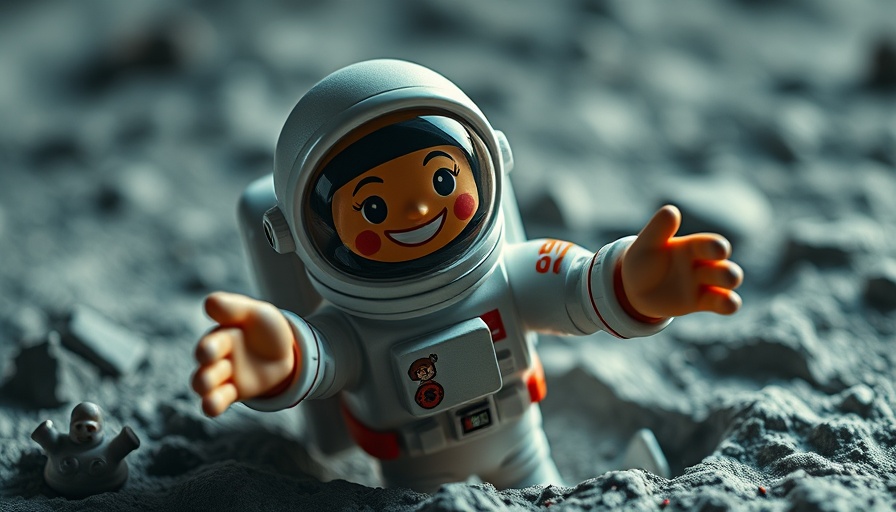 LEGO astronaut on lunar surface showcasing LEGO lunar rover partnership.