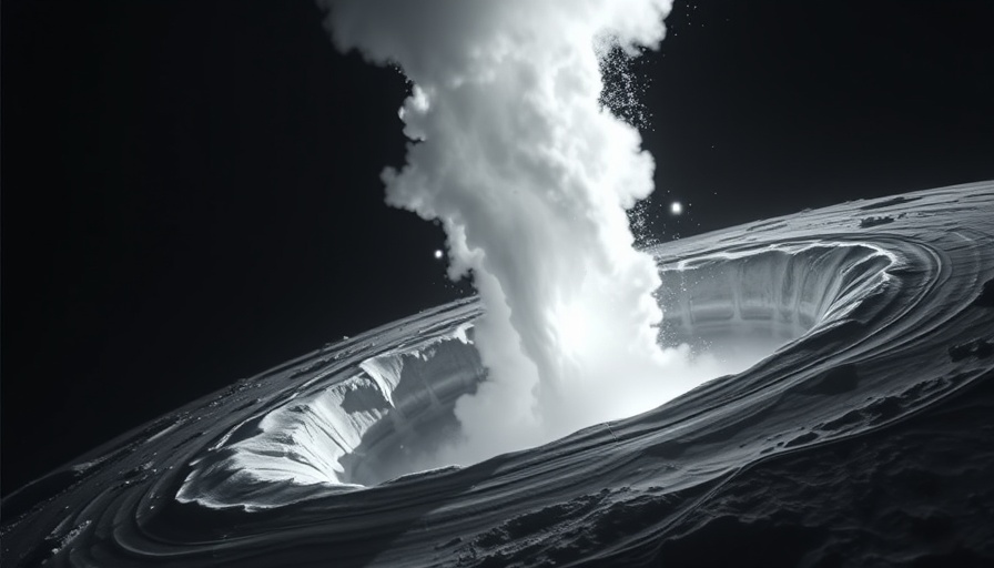 Enceladus geysers erupting into space, highlighting their origin in the dark void.