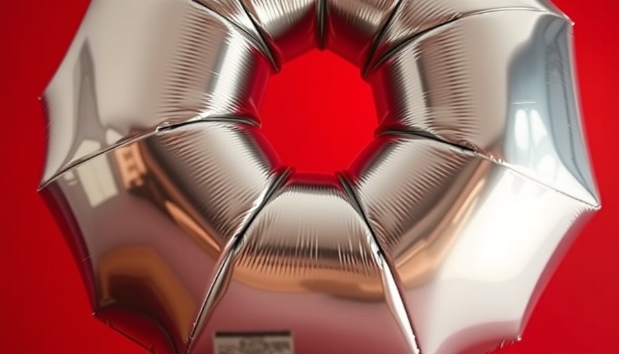 Shiny balloon with pentagon design on orange background.