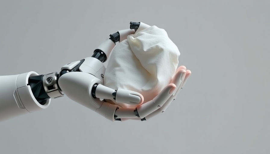 Robotic and human hands interact with soft toy using bionic hand with machine learning.