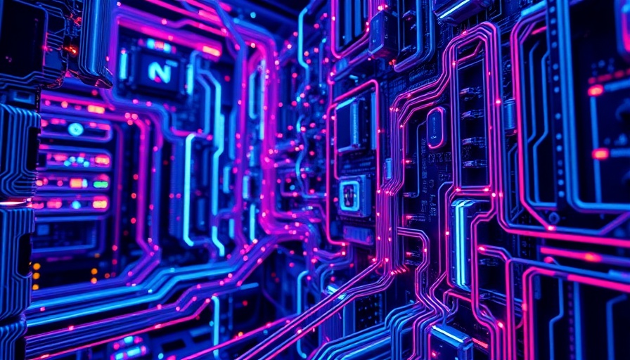 Futuristic depiction of quantum computing with glowing circuits.
