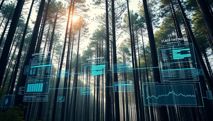 Advanced forest monitoring systems in use within a lush woodland.