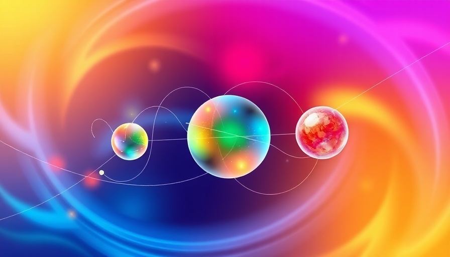 Illustration of quantum entanglement concept with colorful gradient.