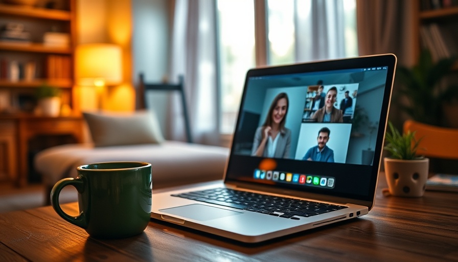 AI predict fluidity of Zoom calls in cozy workspace with laptop and mug.
