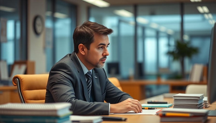 Man thinking at desk in modern office, illustrating AI trust in non-routine work environments.