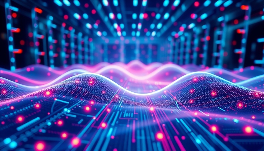 Abstract quantum computing visualization with neon network.