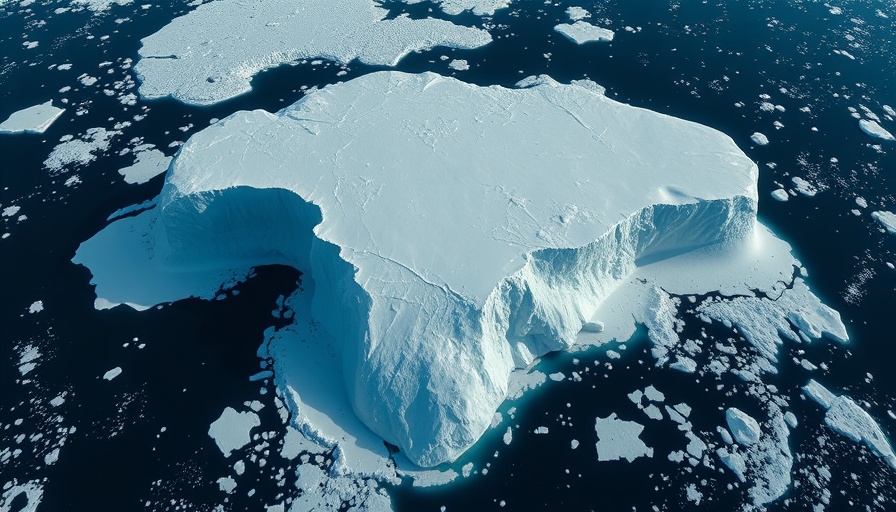 Satellite view of world's largest iceberg A-23A in icy waters.