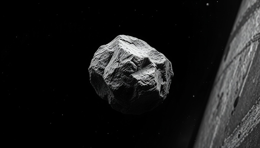 Asteroid mission exploration image of rocky asteroid in space.