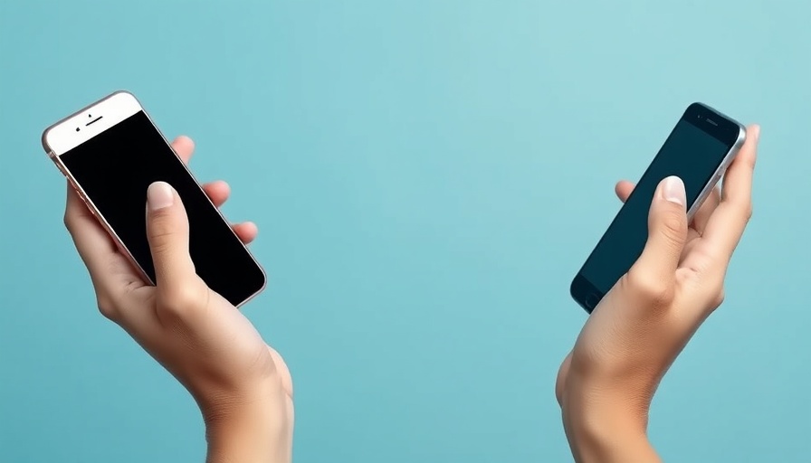 Two hands with smartphones signifying Signal encrypted messaging.