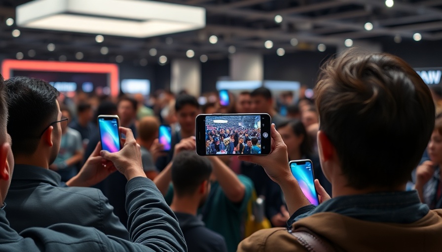 Crowd capturing images of Galaxy S25 Edge at tech showcase