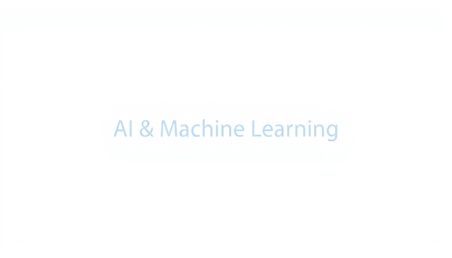 Abstract AI and Machine Learning graphic with blue and white shapes.