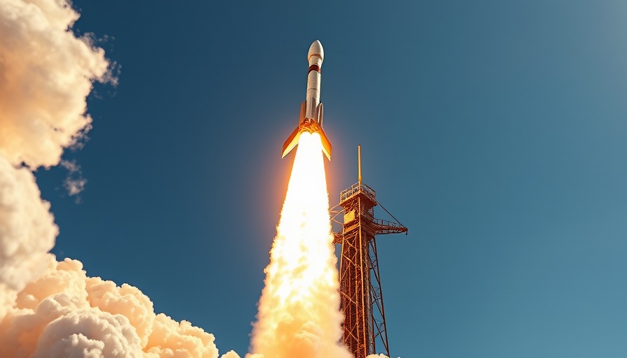 Crew-10 mission launch rocket ascending into blue sky.