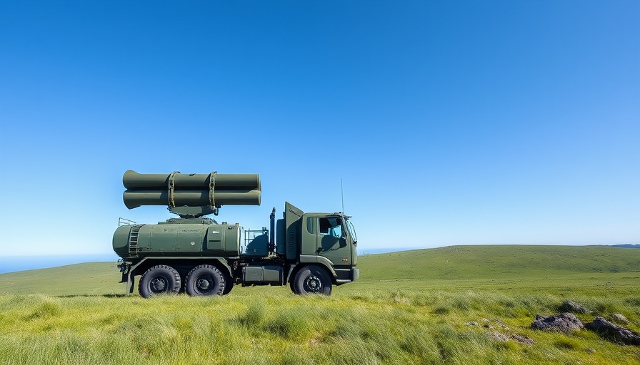 Military truck with missile launchers under blue sky