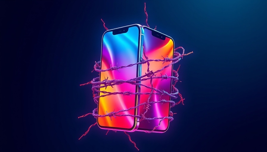 End-to-End Encrypted Texts: Android and iPhone with barbed wire.
