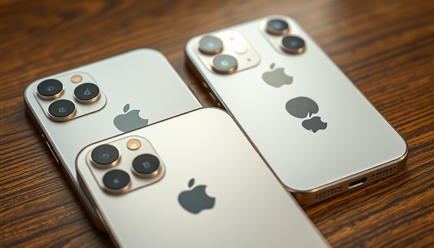 Metallic prototypes of Apple iPhone 17 Pro models on wood.
