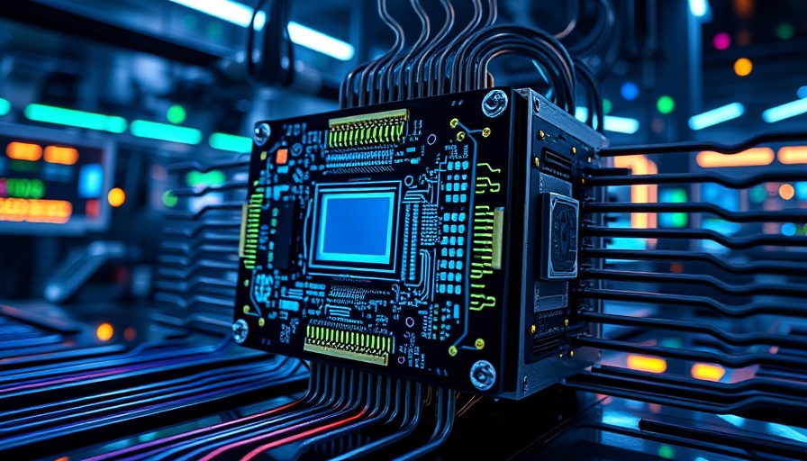 Futuristic quantum computer with glowing circuits, quantum computing concept