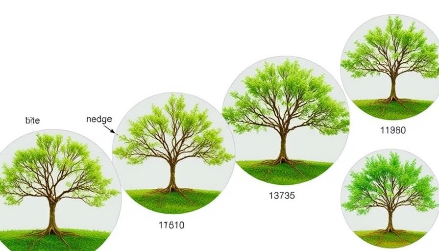 Laser scanning tree growth visual analysis in circular timeline format.