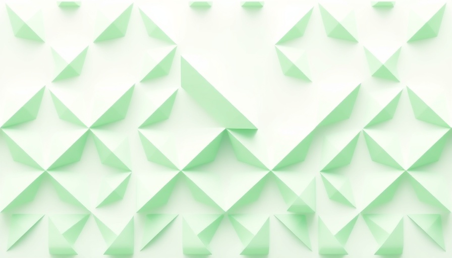 Abstract geometric design with green gradients, adopting AI-assisted coding tools theme.