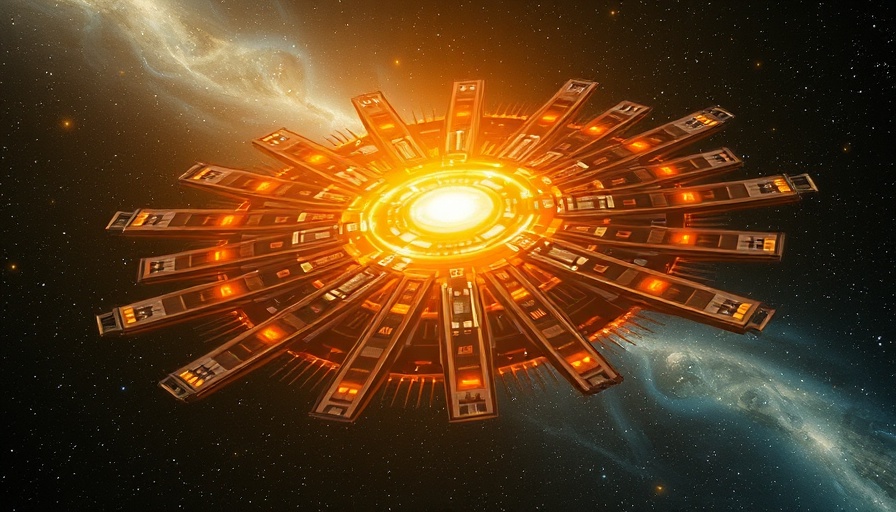Artistic depiction of Dyson swarm solar panels encircling a star.