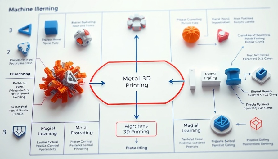 Diagram of machine learning in metal 3D printing process.