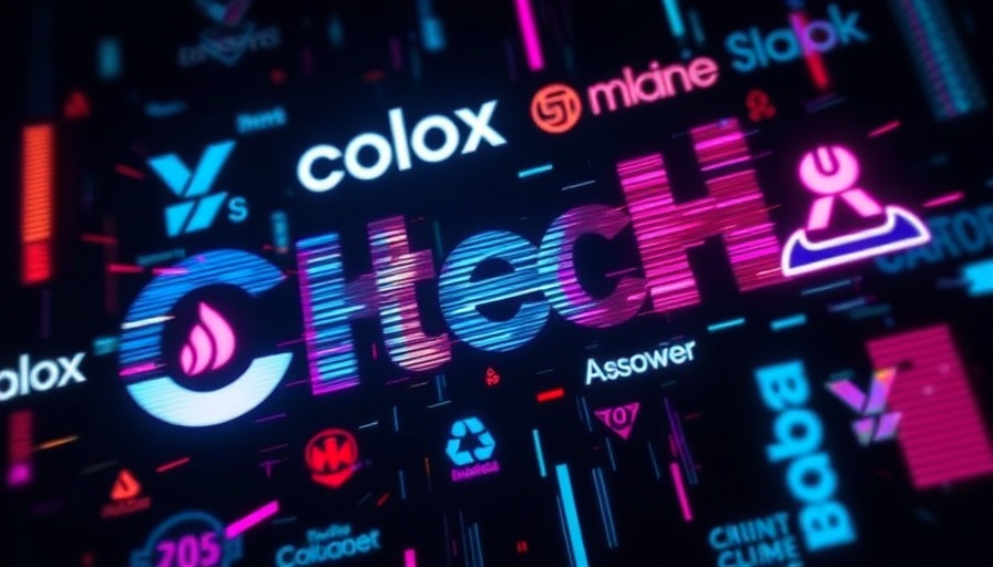 Abstract digital art of logos and text with a coding vibe.