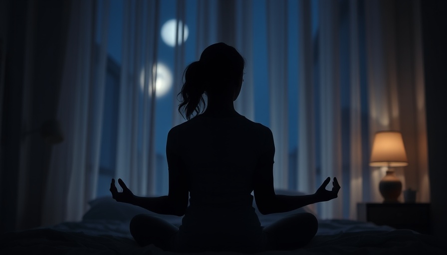 Woman meditating in a bedroom to improve sleep quality.