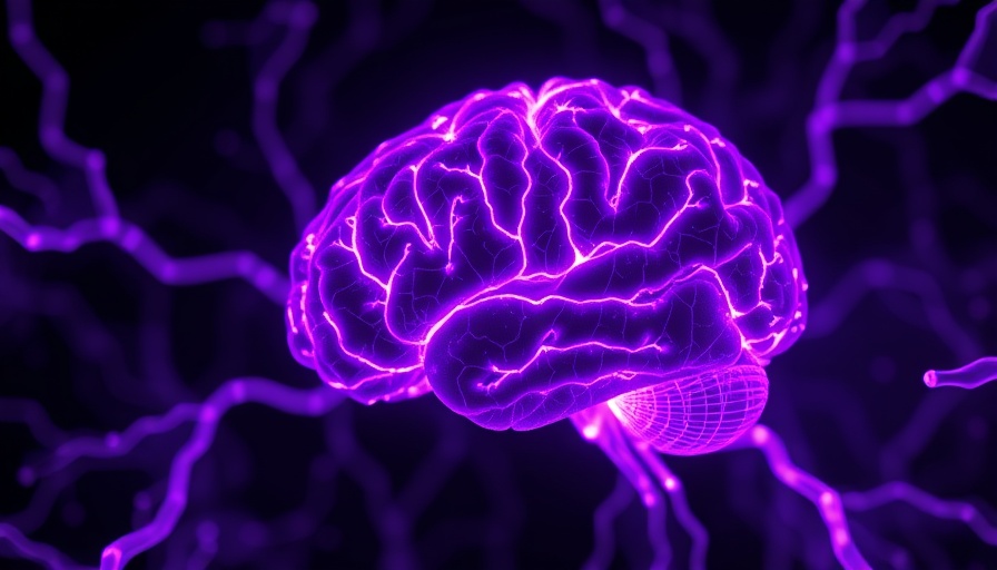 Futuristic purple brain visualization, sleep stages impact brain.
