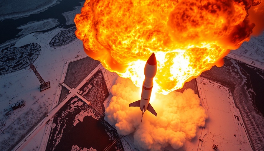 German rocket launch failure captured amid fiery explosion over snowy landscape.