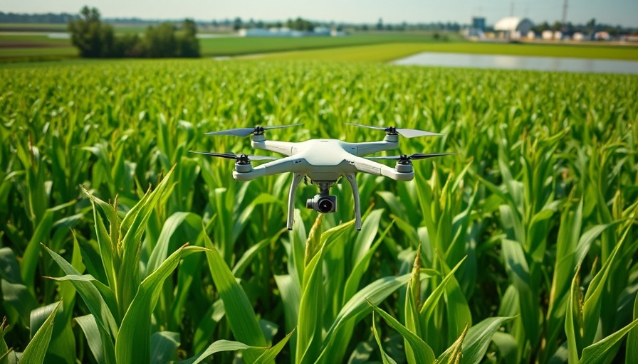 Drone flying over cornfield for drought-tolerance selection.