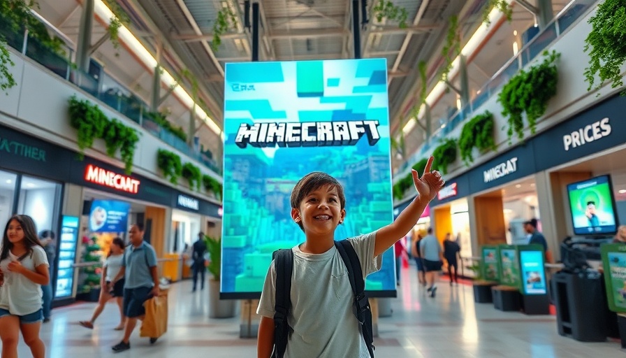 Consumer technology hologram display at a mall with Minecraft theme