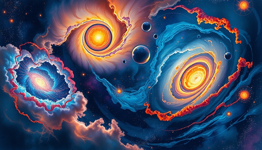 Abstract cosmic art illustrating dark energy and dark matter.