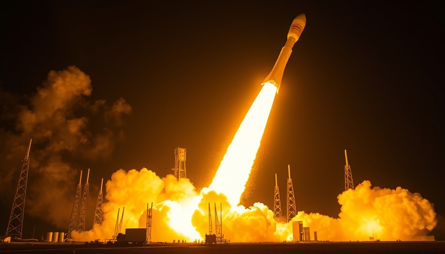 Hypersonic technology testing rocket launch at night with fiery trail.