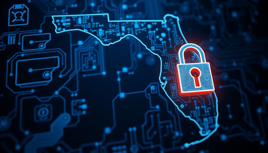 Stylized Florida map with encryption theme, illustrating digital security.