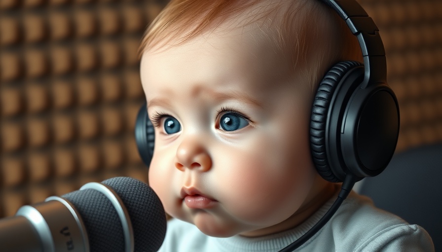 Adorable baby in a studio setting, related to AI-generated memes.