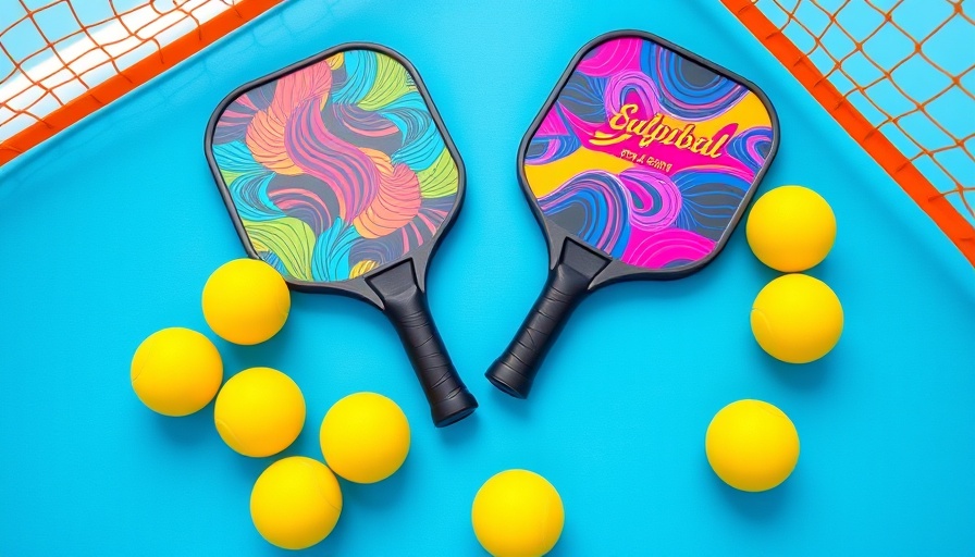 Colorful pickleball paddles and balls, best pickleball rackets for fitness.