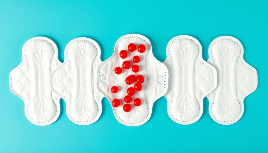 Concept image of heavy periods with clots after 40 using sanitary pads.