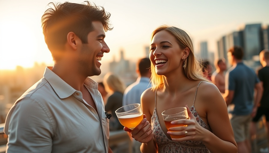 Nanoship dating trend at a lively rooftop party.