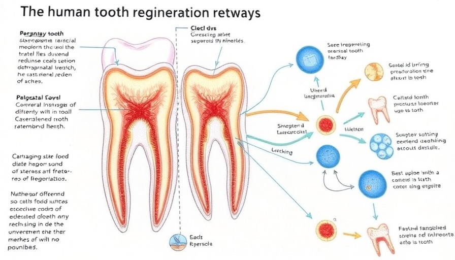 Scientific diagram of human tooth regeneration process.